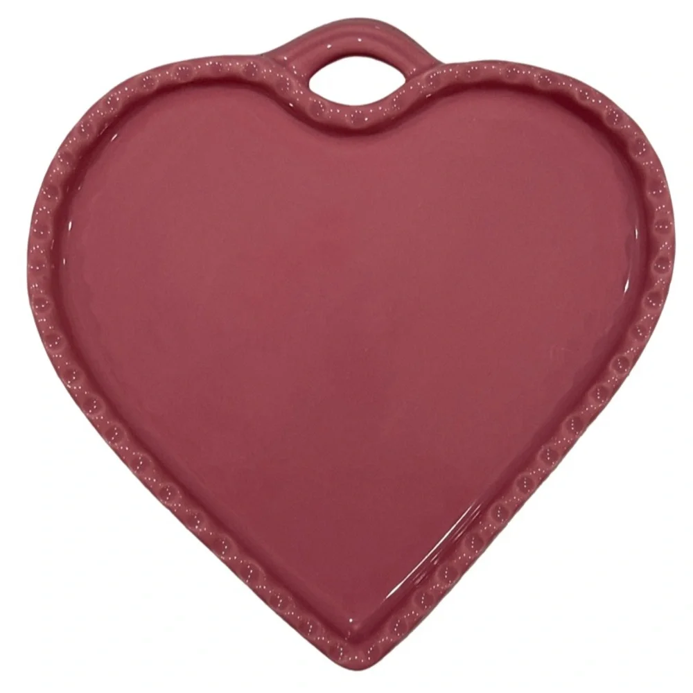 Williams Sonoma Heart Shaped Pink Ceramic Dish 7x7